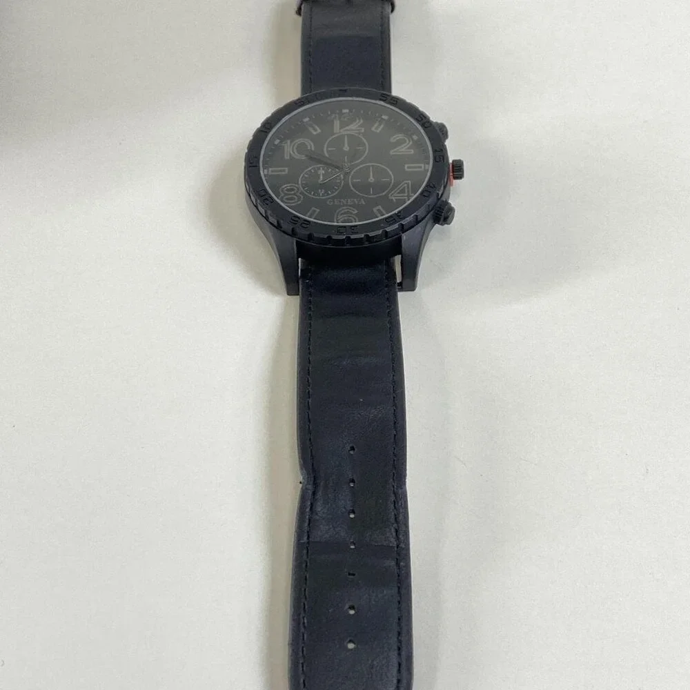 NWT IOB Geneva 5314 Men's Black Chronograph Watch